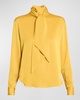 Bow Neck-Scarf Satin Crepe Shirt