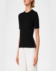 Contrast Piping Short-Sleeve Rib Sweater