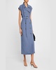 Double-Breasted Twill Trench Midi Dress