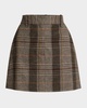 Plaid-Print Tailored Mini Skirt