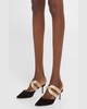 Laminated Leather and Suede Mule Pumps