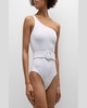 Davina Asymmetric Belted One-Piece Swimsuit