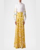 Flower Embroidered Puff-Sleeve Button-Down Shirt