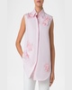 3D Carnation Applique Sleeveless Button-Down Blouse