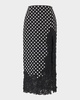 Polka-Dot Lace Slit Midi Skirt