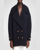 Pebble Double-Breasted Wool Peacoat