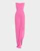 Strapless Corset Asymmetric Crepe Gown