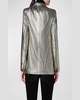 Gold Laminated Corduroy Blazer Jacket
