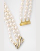 14K Yellow Gold 3-Row Graduated Akoya Pearl Necklace, 19.5"L