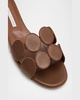Circle-Cut Leather Flat Slide Sandals