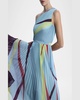 One-Shoulder Abstract-Print Pleated Midi Dress