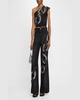 Chain Cutout Wide-Leg Jeans