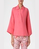 Kimono-Sleeve Linen Collared Blouse