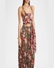Rose Print Cropped Silk Top