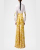 Flower Embroidered Puff-Sleeve Button-Down Shirt