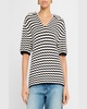 Logan Short-Sleeve Crochet Polo Top