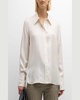 Button-Down Silk Twill Blouse