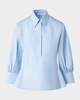 Balloon-Sleeve Button-Front Heavy Cotton Poplin Blouse