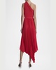 One-Shoulder Pleated Midi Dress