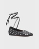 Ane Crystal Studded Ankle-Wrap Ballerina Flats