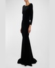 Velvet Gown with Open Cowl Back