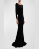 Velvet Gown with Open Cowl Back