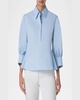 Balloon-Sleeve Button-Front Heavy Cotton Poplin Blouse