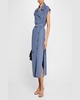 Double-Breasted Twill Trench Midi Dress