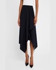 Draped Navy Midi Skirt
