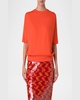 Short-Sleeve Boxy Blouson Knit Sweater