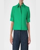Short-Sleeve Cotton Poplin Button-Down Blouse