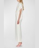 Ruched Waist Long Cape Dress