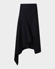 Asymmetric Techno Neoprene Midi Skirt