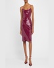 Draped Sequined Sleeveless Midi Dress