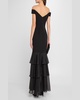 Off-Shoulder Ruffle Tiered Gown