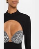 Crystal Bustier Cutout Long-Sleeve Mini Dress