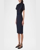 Mixed-Media Belted Cap-Sleeve Shirtdress