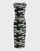 Flower-Print Boat-Neck Belted Midi Dress