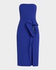 Strapless Bead-Embellished Midi Sheath Dress