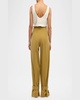 Belted Wide-Leg Tab-Hem Trousers