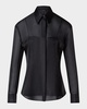 Silk Organza Button-Front Blouse