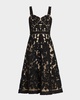 Sleeveless Embroidered Mesh Midi Dress