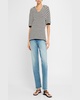 Logan Short-Sleeve Crochet Polo Top