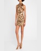 Dahlia Halter Sequin Floral Mini Dress