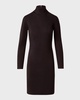 Mock-Neck Slits Long-Sleeve Knit Mini Dress