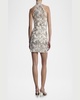 Sequin-Embellished Halter Mini Dress