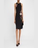 Sequin Floral Crepe Midi Dress