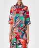 Sea Clipper Print Boxy Cotton Satin Blouse