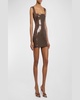 Portrait-Neck Sleeveless Sequined Mini Dress