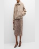 Shearling Velour Shirt Jacket With Monili Trim
